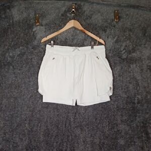 Athleta White Athletic Shorts Relaxed Fit Elastic Waist Tennis Pickleball Womens